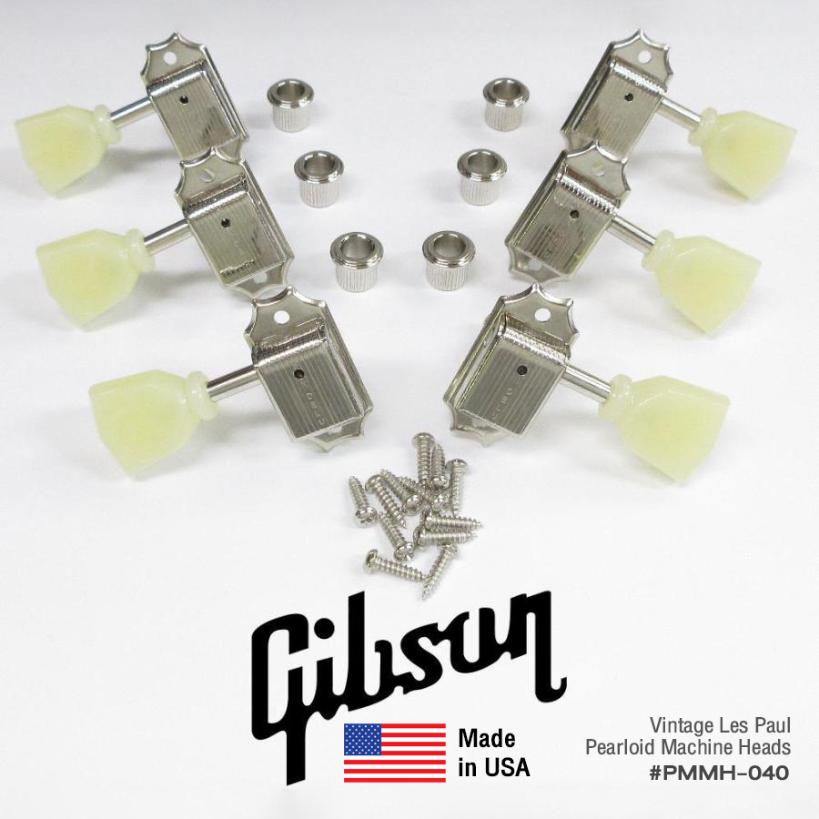 Gibson® PMMH-040 Reissue Style Tuner Machine Heads Set with Pearloid / Nickel + Free Installment Accessories ** Made in USA ** ราคา 4,887 บาท*ส่งฟรี