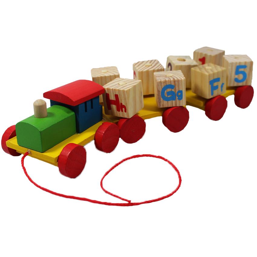 MKTOY ของเล่นไม้ รถไฟ รถรากไม้ บล๊อคไม้สี Y16026