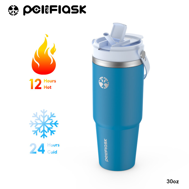 Peliflask 30oz/900ML Stainless Steel Thermos Tumbler with Handle Coffee Mug Outdoor Car Travel Water Bottle Double Vacuum Ice Bar Cup ราคา 214 บาท*ส่งฟรี