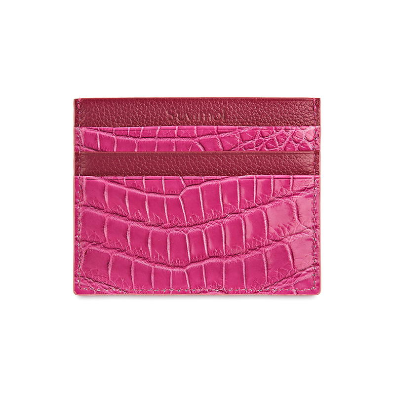 [S'UVIMOL] Card Holder - Bubble Gum GLOSSY CROCO ที่ใส่การ์ดหนังจระเข้แก้วสีชมพูสด ราคา 7,490 บาท*ส่งฟรี