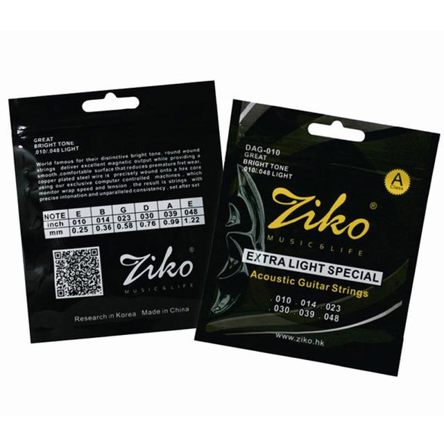 สายกีตาร์โปร่ง Ziko เบอร์ 10  รุ่น DAG-010 มี 6 เส้น สายกีต้าร์ สายกีตาร์ สายกีต้า