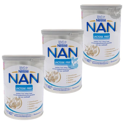NAN lactose free แนน แลคโตส ฟรี ขนาด 400 กรัม 3 กระป๋อง