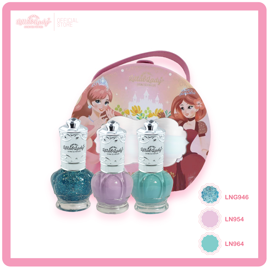 Littal Lady ยาทาเล็บเด็ก ปลอดสารพิษ กว่า 30สี พร้อมสติ๊กเกอร์ติดเล็บและกระเป๋า ไม่มีกลิ่นเหม็น ล้างออกได้ด้วยน้ำเปล่า