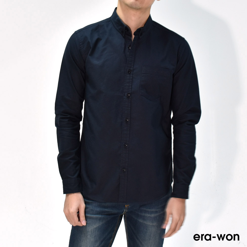 era-won เสื้อเชิ้ต ทรงสลิม Oxford Shirt สี Deep Ocean