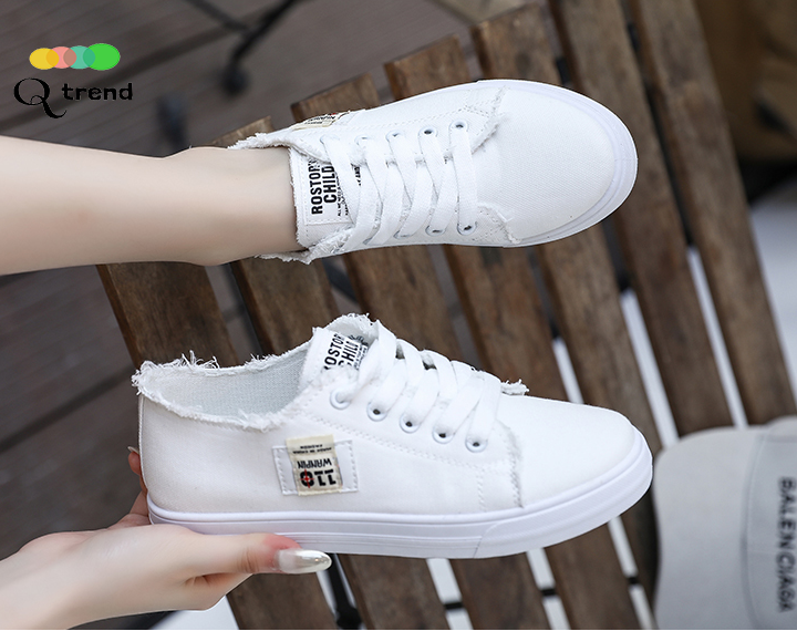 Q Trend casual women shoes รองเท้าผ้าใบหญิง รองเท้าผ้าใบผู้หญิง  ผ้าใบ รองเท้าออกกำลังกาย รองเท้าผู้หญิงสีดำ ผ้าใบ  A99