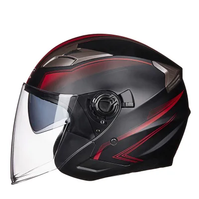 Diono motorcycle helmet half face helmet ABS electric motorbike safety double lens helmet (1)