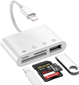 ภาพหน้าปกสินค้า4 in1 Lightning to USB 3 Camera สำหรับ iPhone iPad เพื่อโอนย้ายข้อมูลจาก กล้อง USB Flash Drive Memory Card Keyboard/Mouse Electronic Piano ซึ่งคุณอาจชอบราคาและรีวิวของสินค้านี้