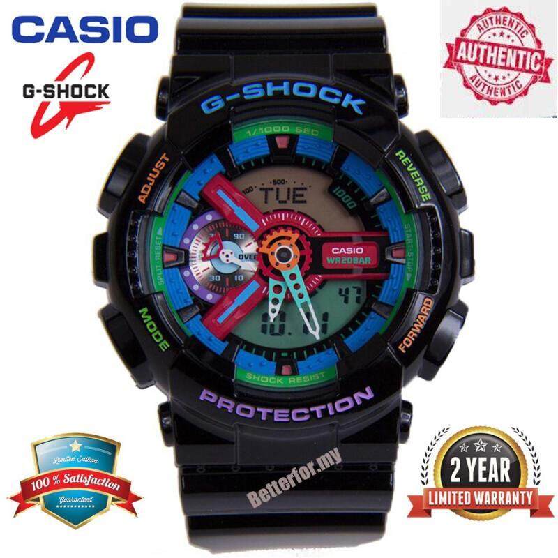 Casio_G Shock GA110MC-1A นาฬิกาสปอร์ทสำหรับผู้ชาย Duo W/เวลา 200M กันน้ำกันกระแทกนาฬิกาข้อมือ GA110/GA-110