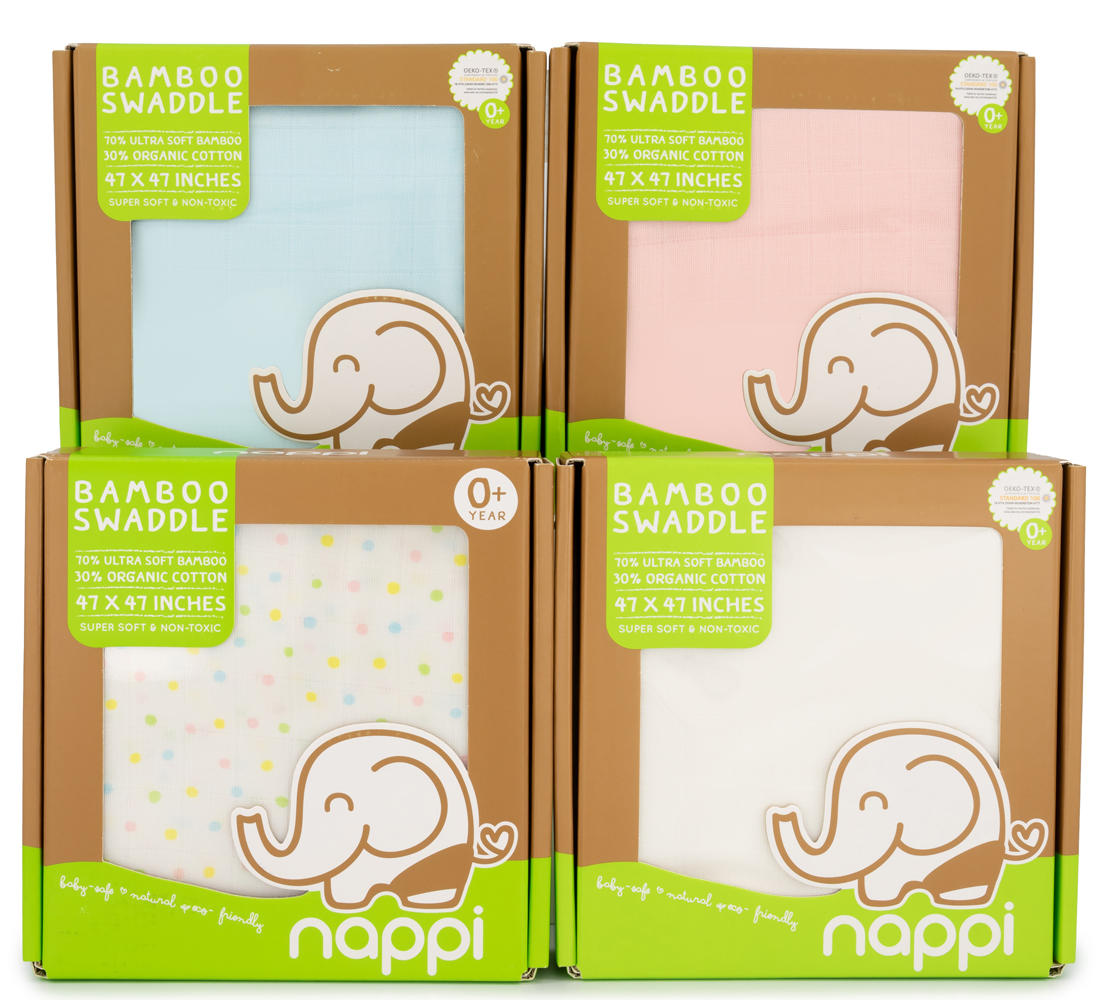 Nappi baby ผ้าห่อตัวเด็กแรกเกิดมัสลินใยไผ่ - ของใช้เตรียมคลอด ลูกน้อยหลับง่าย ลดการร้องไห้และผวาตื่น สัมผัสนุ่มสบายกว่าผ้าสาลูทั่วไป ราคา 790 บาท*ส่งฟรี