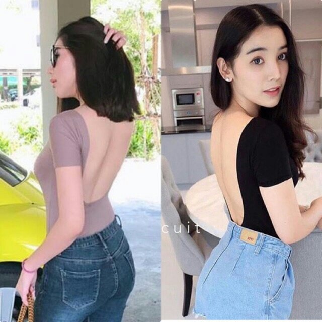 ฺBody Suit บอดี้สูท แขนสั้น เว้าหลัง เสื้อเว้าหลัง ผ้าเนื้อดี ใส่สบาย