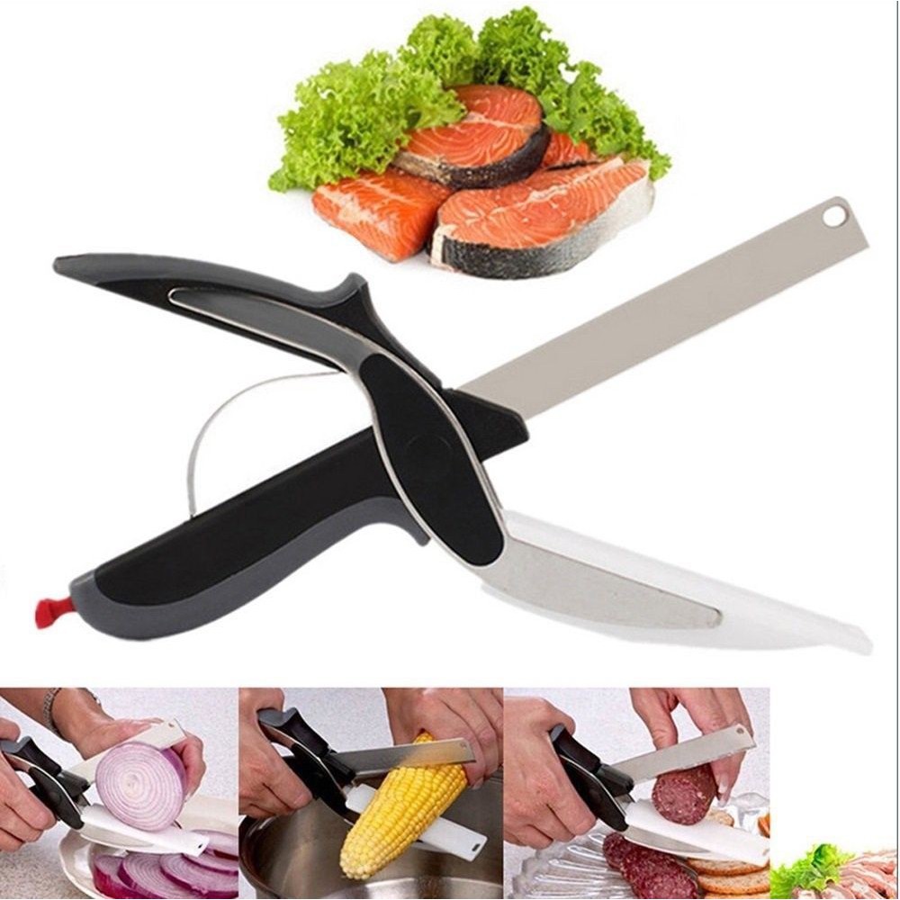 สินค้าราคาถูก ๆ ตรามังกร กรรไกรอเนกประสงค์ 2 in 1 มีดกรรไกรพร้อมเขียง กรรไกรหั่นผัก  (232874)