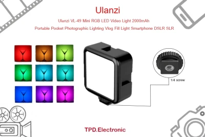 Ulanzi VL-49 Mini RGB LED Video Light 2000mAh Portable Pocket Photographic Lighting Vlog Fill Light Smartphone DSLR SLR