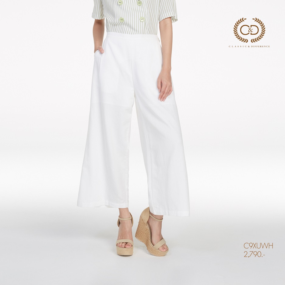 C&D - Linen Premium Palazzo pants กางเกงผู้หญิง ขายาว ทรงตรง สีขาว C9XUWH ราคา 2,762 บาท*ส่งฟรี
