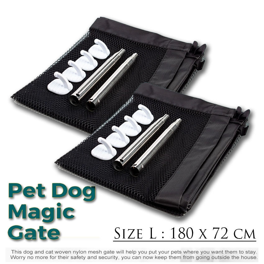 Magic Pet Gate ประตูม้วนกั้นสัตว์เลี้ยงมหัศจรรย์ ม่านรั้วกันสุนัข เป็นประตูกั้นระหว่างสัตว์สามารถติดตั้งง่ายน้ำหนักเบา Size L (2 แพคเกจ)