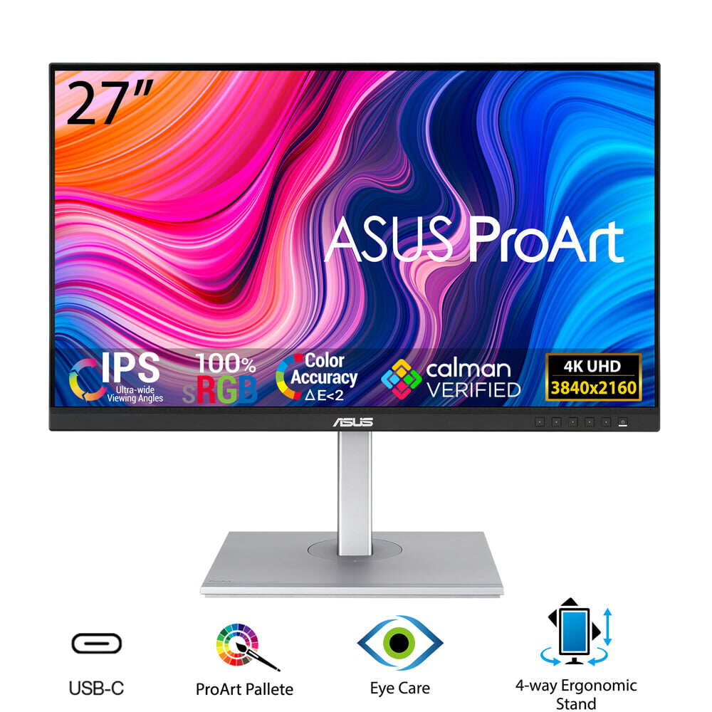ASUS ProArt Display 27” 4K HDR Monitor (PA279CV) - UHD (3840 x 2160), IPS, 100% sRGB/Rec. 709, ΔE 2, Calman Verified, USB-C Power Delivery, DisplayPort, HDMI, USB 3.0 hub, Height Tilt Adjustable ราคา 16,590 บาท*ส่งฟรี