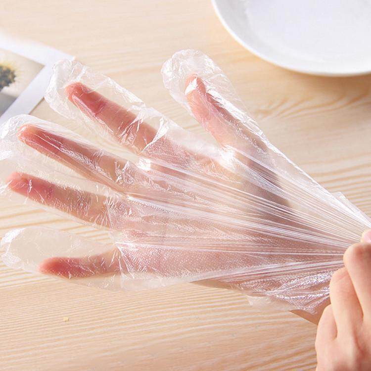 100 ชิ้น ถุงมือสำหรับใช้แล้วทิ้ง ถุงมือพลาสติกใช้แล้วทิ้ง ถุงมือทำครัว ทำความสะอาดบ้าน ล้างจาน ถุงมืออเนกประสงค์