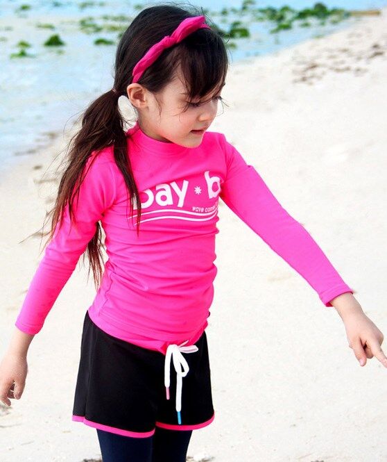 ชุดว่ายน้ำเด็กผู้หญิง แขนยาว ขายาว Bay B เซ๊ต 3 ชิ้น ไซส์ M-3XL