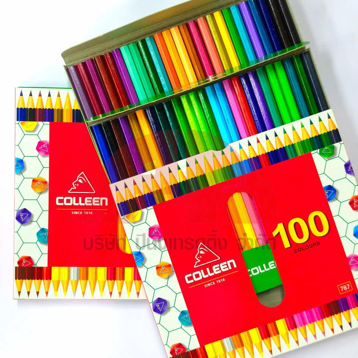 [รุ่นใหม่ สีสด ของแท้] COLLEEN ดินสอสีไม้ คอลลีน 1 หัว และ 2 หัว (486072100 สี/กล่อง)