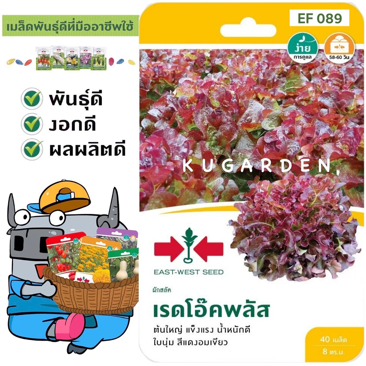 ผักซอง ศรแดง ผักสลัด เรดโอ๊ค พลัส F1 S089 เมล็ดพันธุ์ เมล็ดพันธุ์ลูกผสม เมล็ดพันธุ์ผัก ผักสวนครัว ผักศรแดง ตราศรแดง