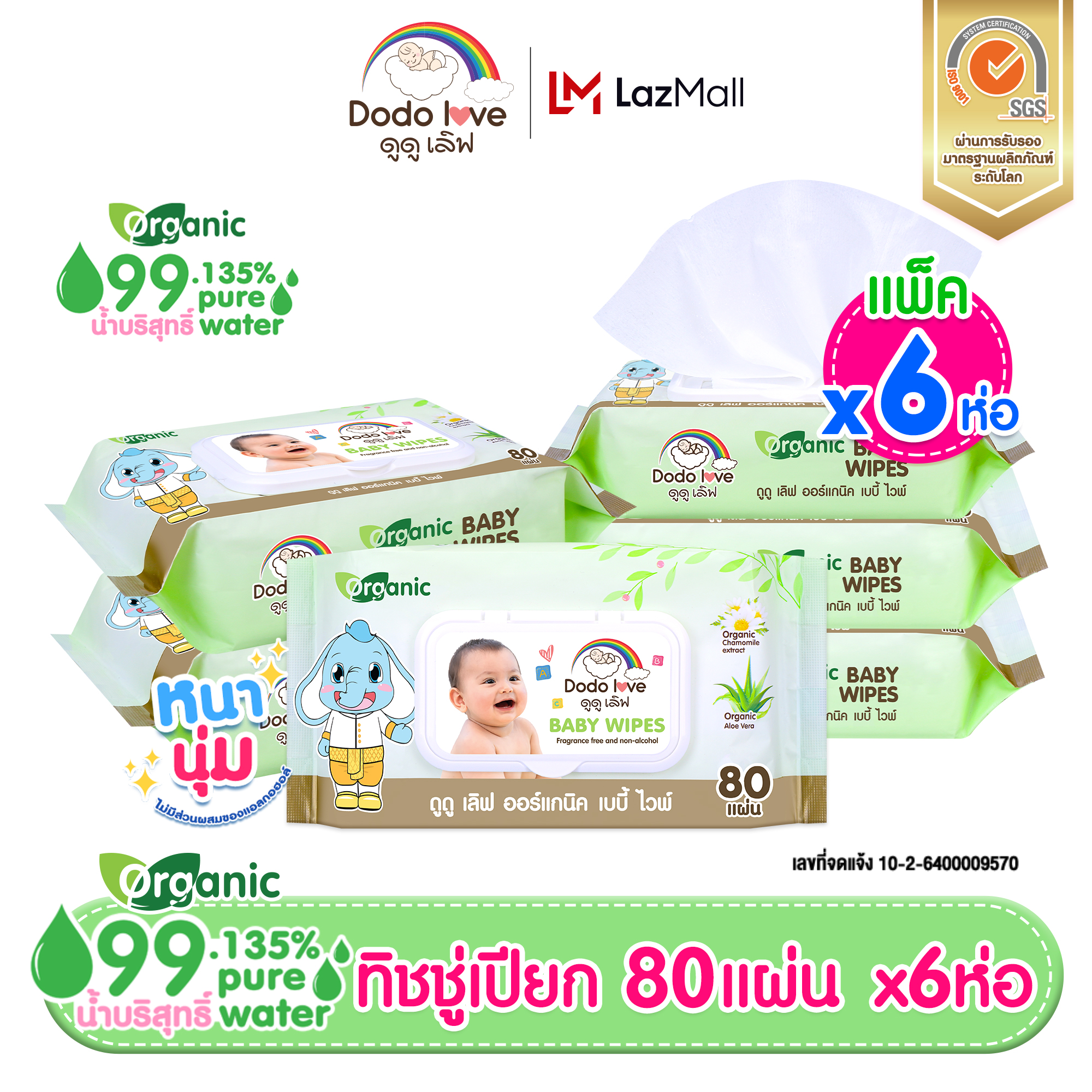 ยกลัง 1618 ห่อ DODOLOVE Baby Wipes ผ้าเช็ดทำความสะอาดสำหรับเด็ก ดูดูเลิฟ ทิชชู่เปียก ห่อใหญ่ 80 แผ่น