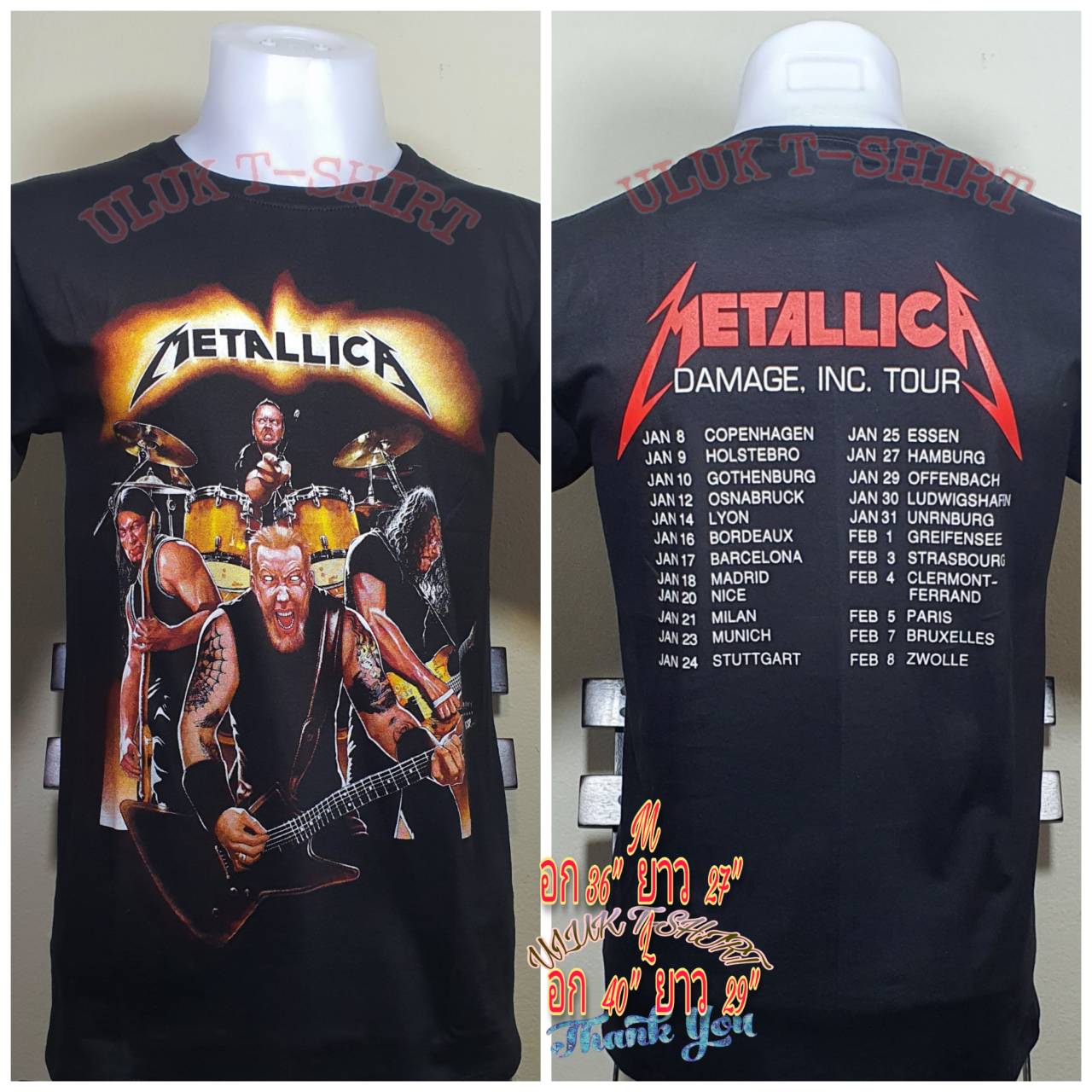 เสื้อคอกลม วงดนตรี Metallica เมทัลลิก้า วงร๊อค วินเทจ