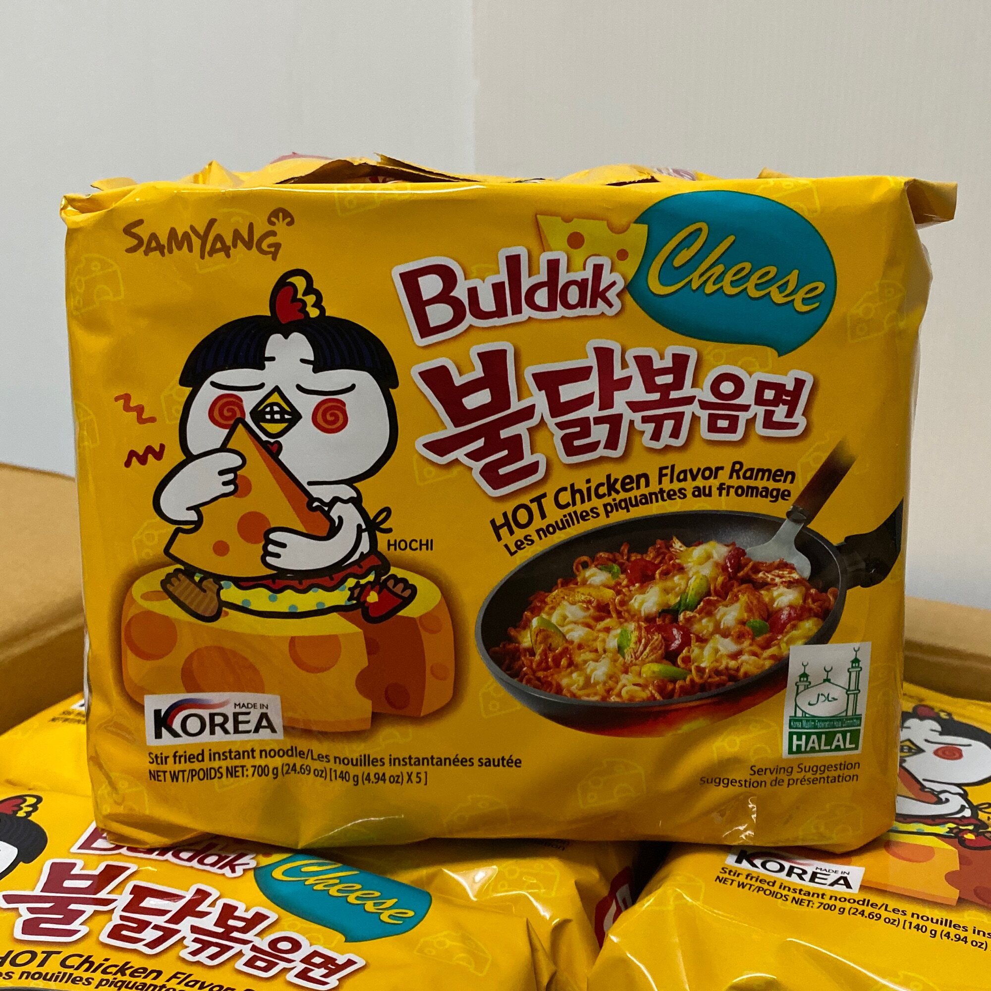 SAMYANG มาม่าเกาหลี CHEESE สีเหลือง รสชีส 140g!! 1แพค/5ซอง สินค้านำเข้าจากเกาหลี ยอดนิยม!!