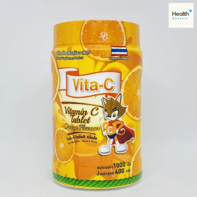 Vita-C กลิ่นส้ม 25mg Vita C T.man ไวต้า-ซี 1000เม็ด/กระปุก ORANGE