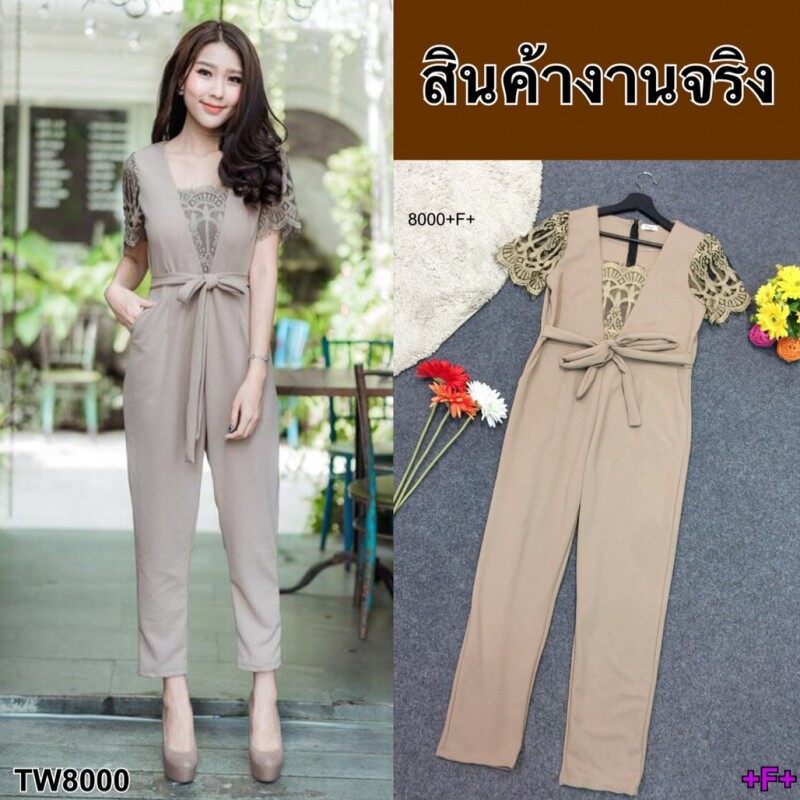 K8000 ขายดีมากกกกกJumpsuit ชุดจั้มสูทขายาว แขนสั้น