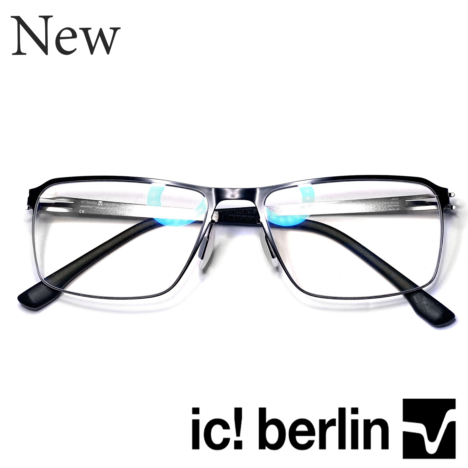 IC กรอบแว่นตา สำหรับตัดเลนส์ แว่นตาชาย หญิง Fashion รุ่น Jaun 77 สีดำขาเงิน กรอบเต็ม ทรงเหลี่ยม ขาไม่ใช้น็อต ถอดได้ วัสดุ Stainless Steel