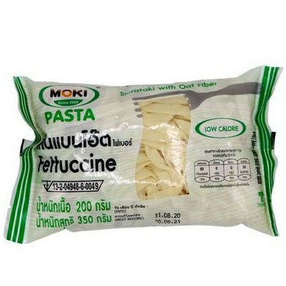 เส้นแบนโอ๊ตไฟเบอร์ผสมบุก 200กรัม x 1 ถุง ผสมโอ๊ตไฟเบอร์ Oat Fiber Fettuccine with Konjac คีโต คลีน ทานได้