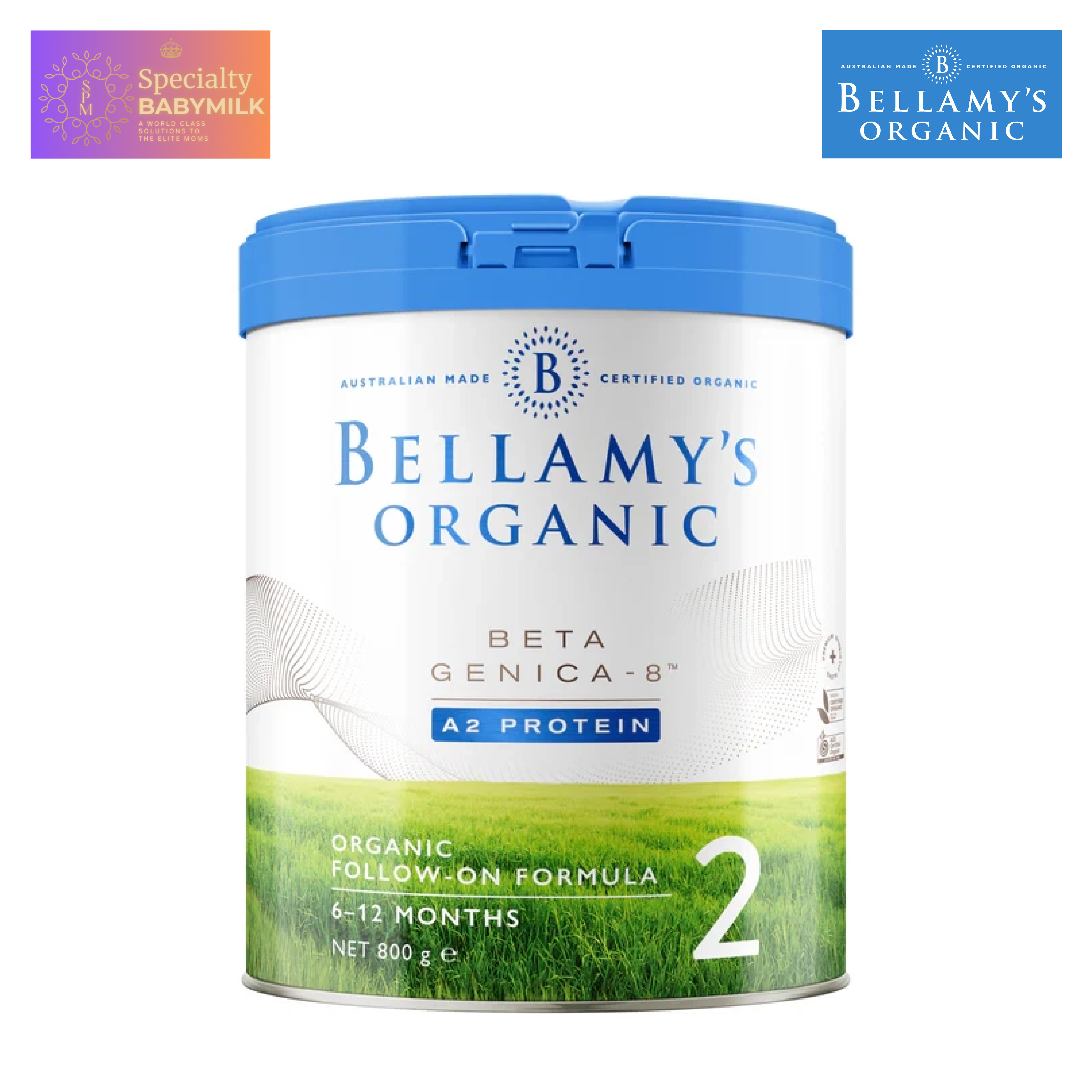 Bellamys Organic 2 นมผงพรีเมียมสำหรับเด็กวัย 6 เดือนถึง 12 เดือน A2 Beta-casein น้ำหนัก 800 กรัม