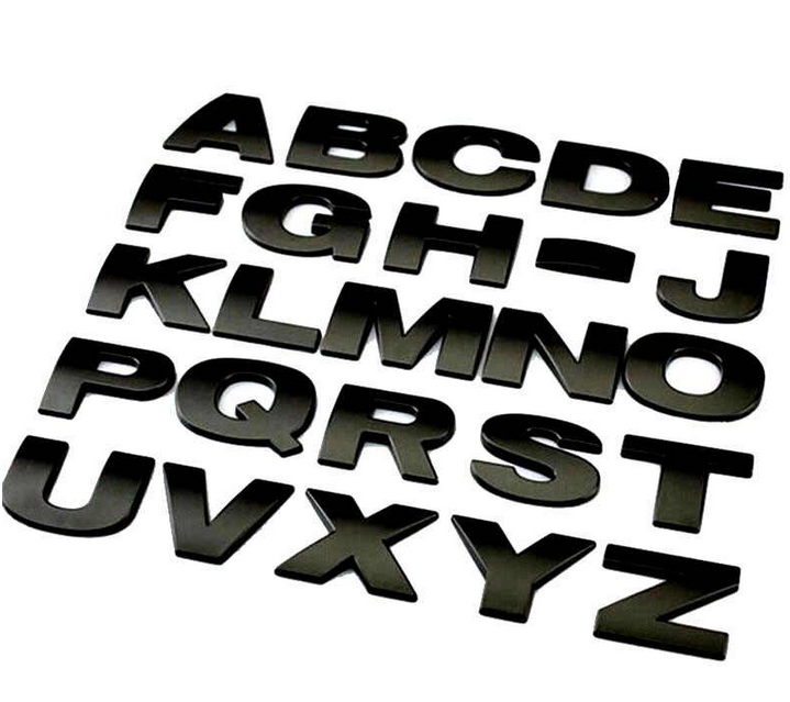 ราคาต่อชิ้น โลโก้ตัวอักษร งานโลหะ สีดำ ติดรถยนต์ มอเตอร์ไซค์ ป้ายทั่วไป size : 2.5 * 2.5 cm car matel black logo letters 3d emblem