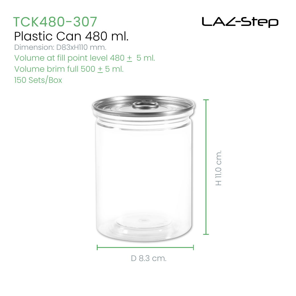 Clear PET CANS TCK480R307 480 ml. (150 Sets/Carton) ราคา 1,289 บาท*ส่งฟรี