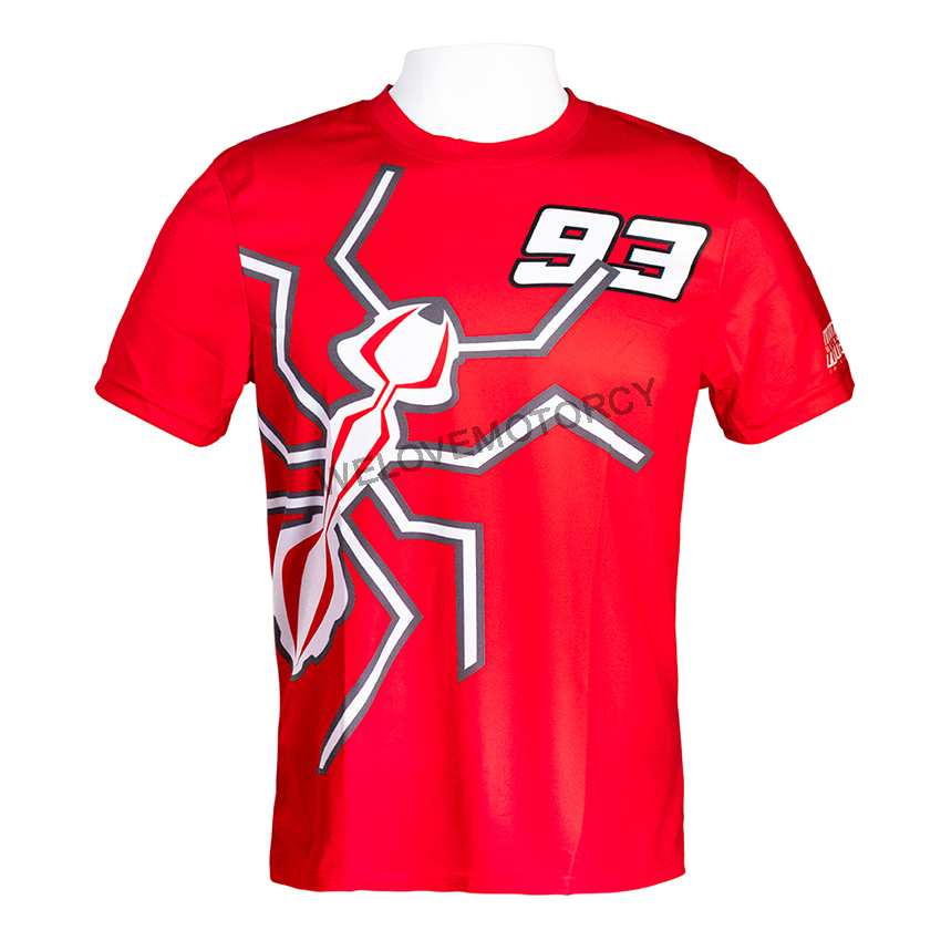 เสื้อยืดขี่มอเตอร์ไซค์ เสื้อยืดมอเตอร์ไซค์ เสื้อยืดแขนสั้น Ant93Red Dri-fit ผ้าPolyester100%เทคนิคการทอแบบZonalcoolingช่วยระบายอากาศสบายตัวยามสวมใส่