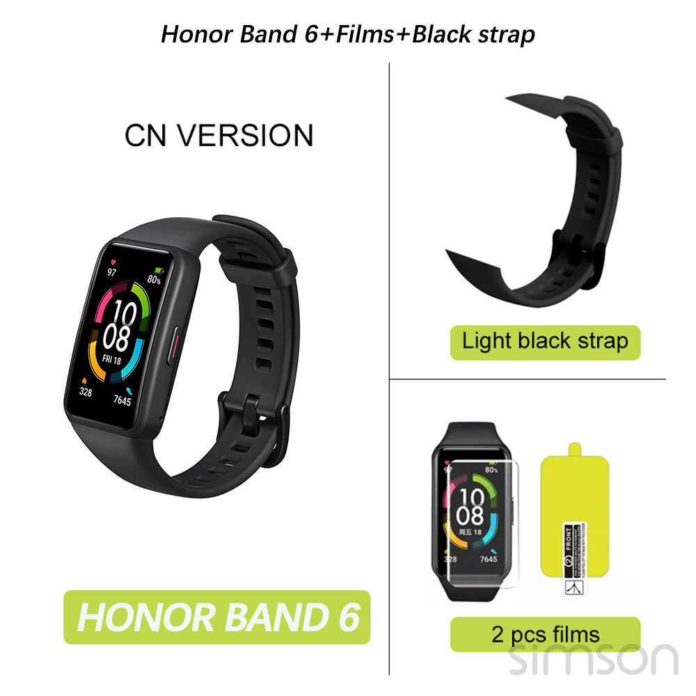 【NFC+non NFC version】【2 Free Pcs Films】Huawei Honor Band 6 smartwatch สายรัดข้อมือออกกำลังกาย นาฬิกาออกกำลังกาย ตรวจสอบอัตราการเต้นของหัวใจ กันน้ำ ใส่ว่ายน้ำไ