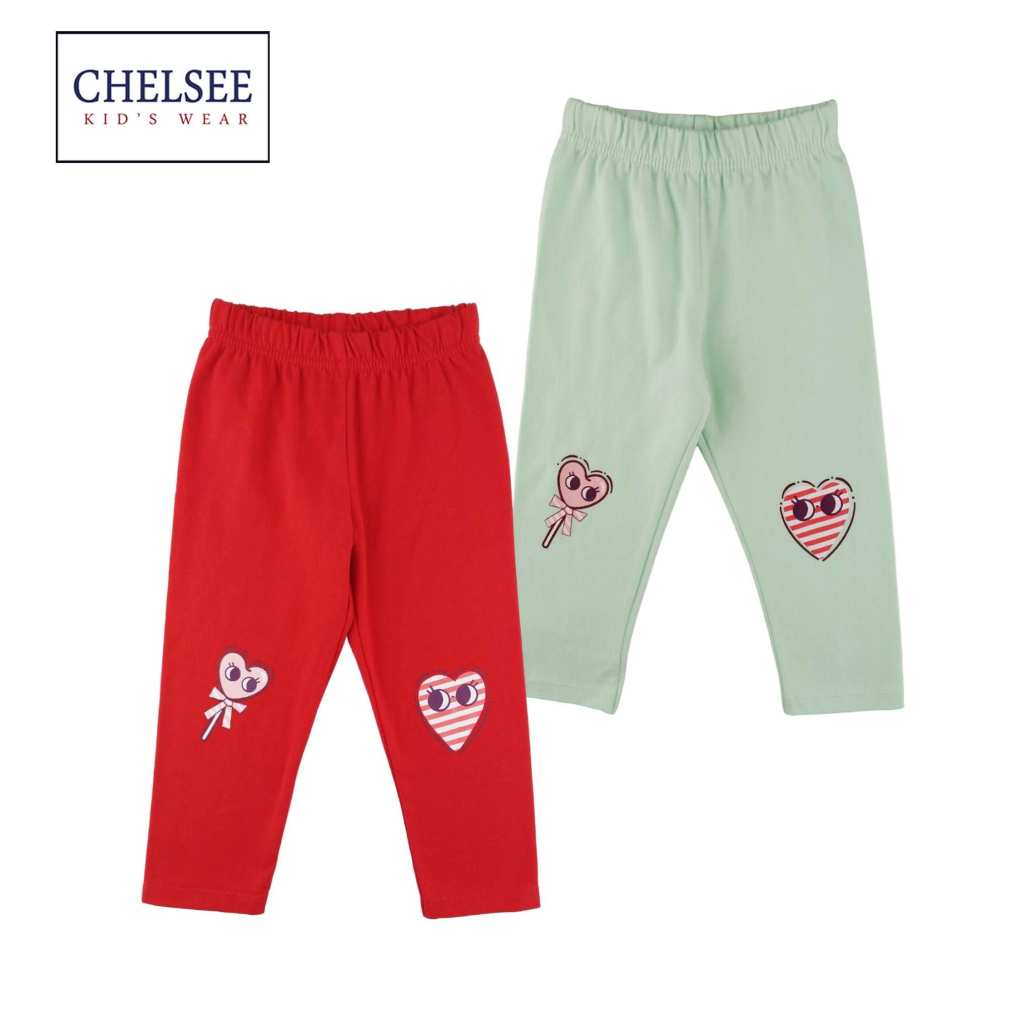 Chelsee กางเกงเลกกิ้ง เด็กผู้หญิง รุ่น 238033 ลายหัวใจ อายุ 1.5-10ปี ผ้า Cotton 95% Spandex 5% มีความยืดหยุ่น เสื้อผ้าเด็ก ราคา 215 บาท*ส่งฟรี