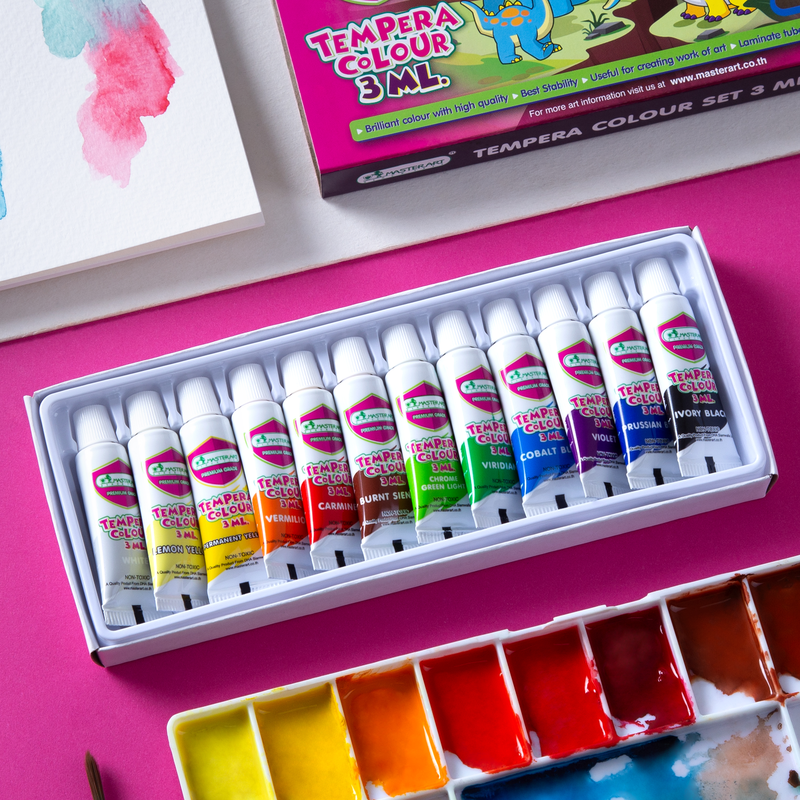 Master Art มาสเตอร์อาร์ต สีน้ำ สีน้ำเทมพาร่า 12 สี 3 มล.