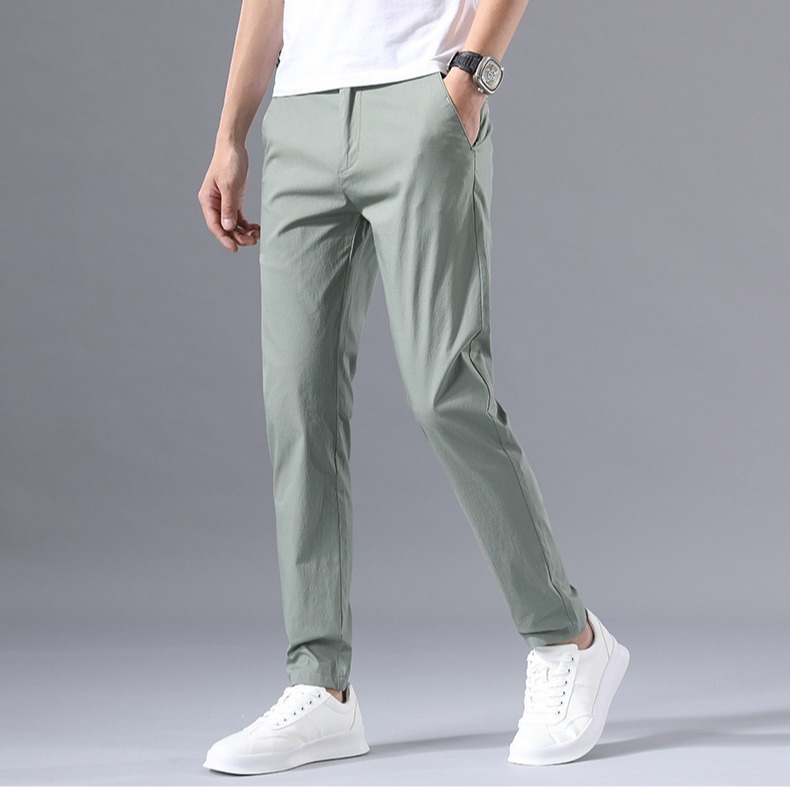 Mno.9 Chino Pants Slim Men 9118 กางเกงชิโน่ชาย กางเกงชิโน กางเกงชายขายาว เอวยางยืดเข็มขัด กางเกงใส่ทำงาน กางเกงขายาวผช กางเกงผู้ชาย korea