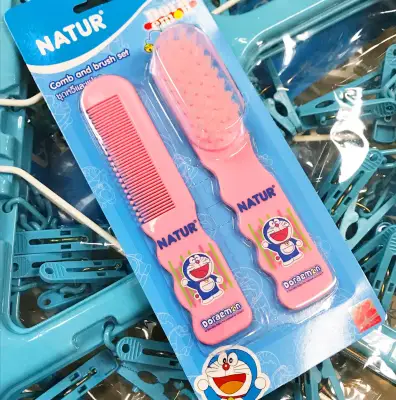 NATUR Baby Silky Soft Hair Brush and Comb Set (1Set; 2pcs) Doraemon Collection
