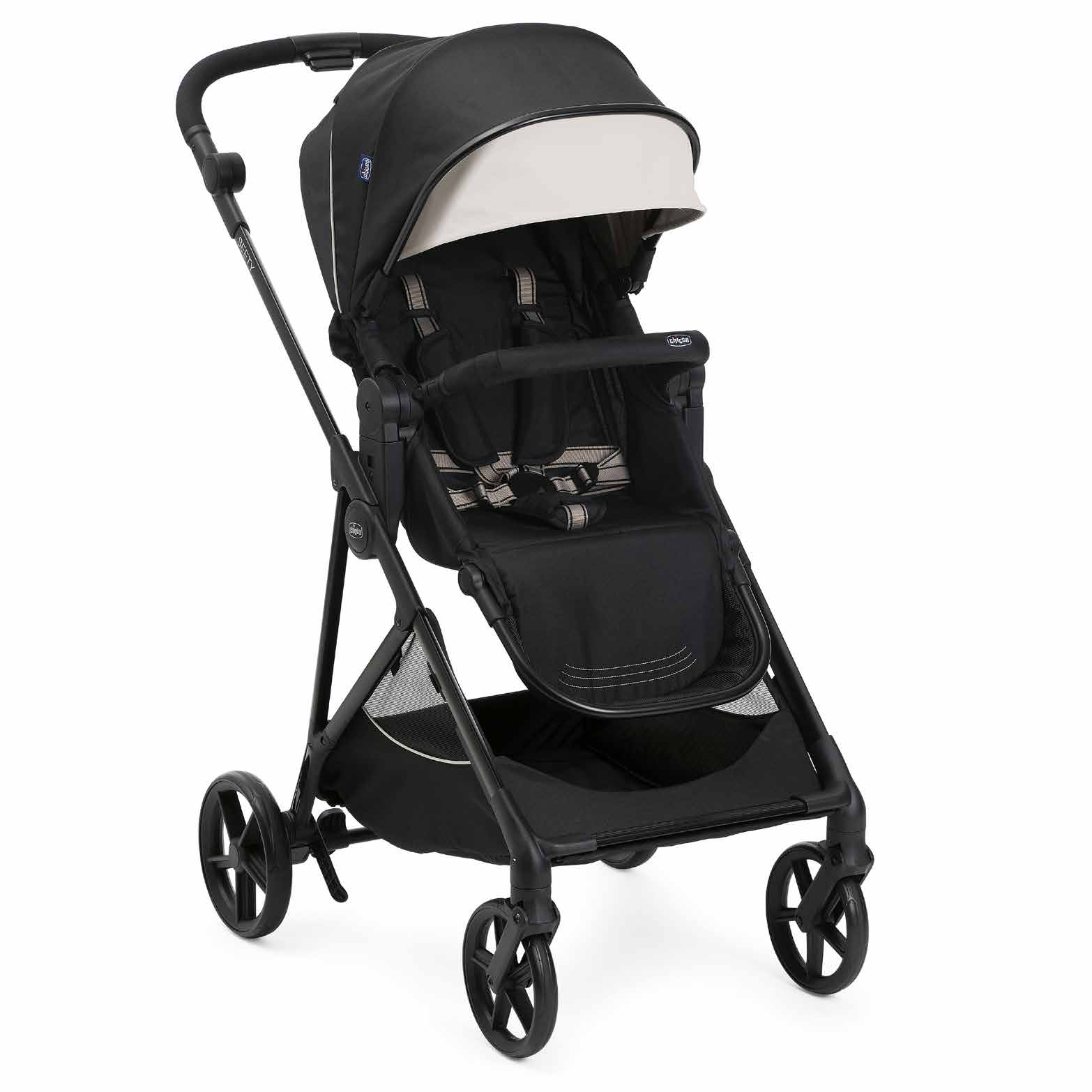 Chicco Seety Stroller - Etna รถเข็นเด็ก แบบปรับเข็นได้ 2 ด้าน หลังคากันแดด Uv 50+ ด้ามจับและบาร์ บุด้วยหนัง