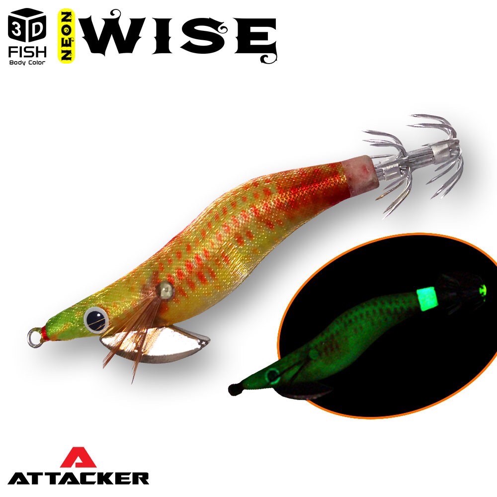 7สี 2ขนาด โยกุ้ง 3D ATTACKER Neon WISE กุ้งตกหมึก โยตกหมึก เหยื่อตกหมึก กุ้งเรืองแสง กุ้งมีเสียง โยเรืองแสง ตกปลาหมึก