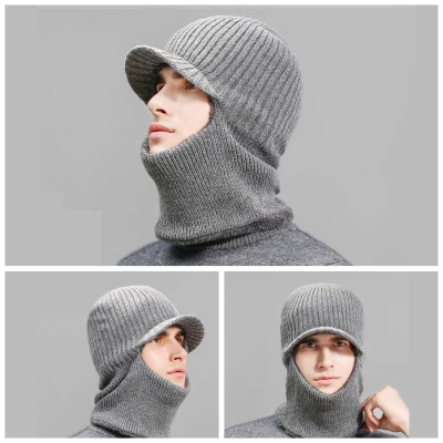 Yarn Leisure cap Wool cap Knitted hat scarf Winter cloth Bib Cool men's hats Bib Warm hat Winter hat Fedoras