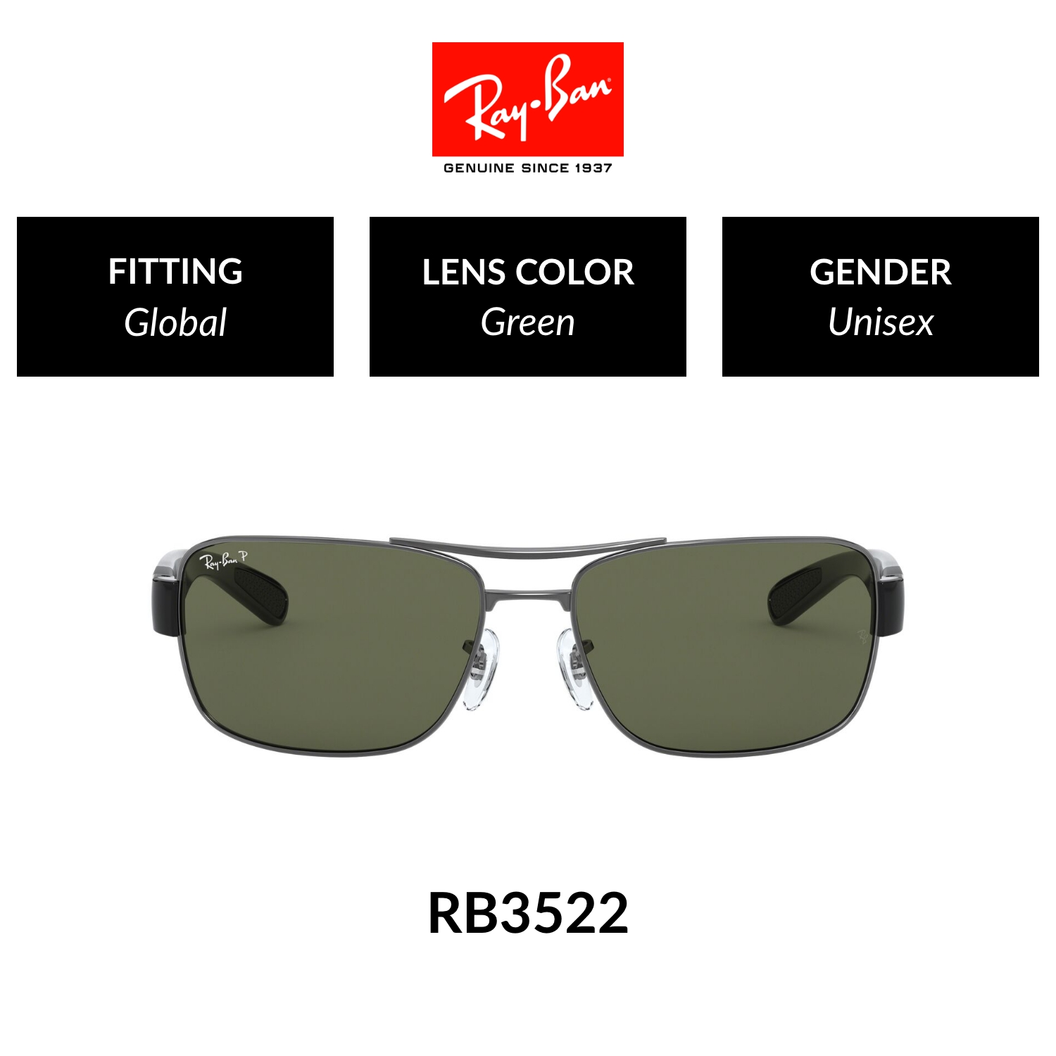 Ray-Ban - RB3522 Polarized 004/9A - size 64 ราคา 6,360 บาท*ส่งฟรี