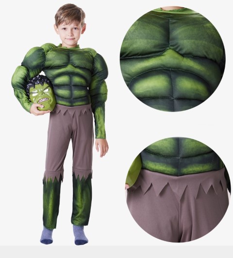 KD 13.1 คอสเพลย์ ชุดเด็ก มีกล้าม ชุดฮัลค์ ฮัลค์ Dress for HULK Muscle Suit Marvel Costume Superhero Movie Cosplay Fancy Outfit
