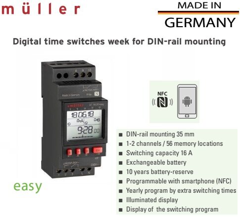 Digital Time Switches 230VAC 50Hz / Timer / นาฬิกาตั้งเวลาแบบดิจิตอล - Muller (Made in Germany)