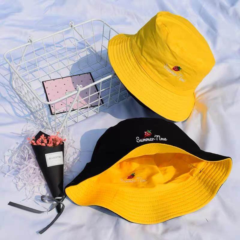 หมวก Bucket หมวกบั​กเก็ต​ ใส่ได้สองด้าน,หมวก​บั​กเก็ต​2​ด้าน（summer）
