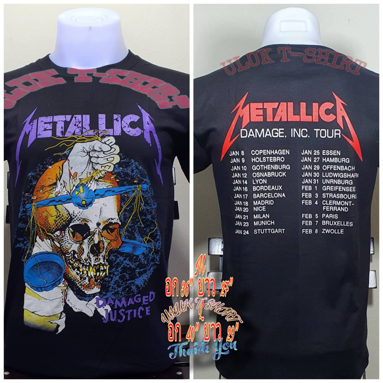 เสื้อคอกลม วงดนตรี Metallica เมทัลลิก้า วงร๊อค วินเทจ