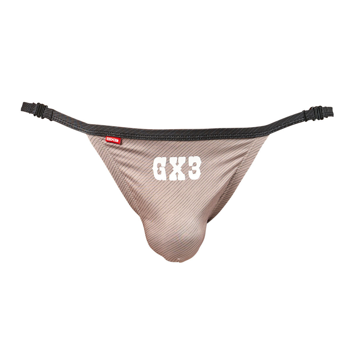 GX3 Men's Underwear Western Hook Back Mesh Micro Bikini - Beige/Brown