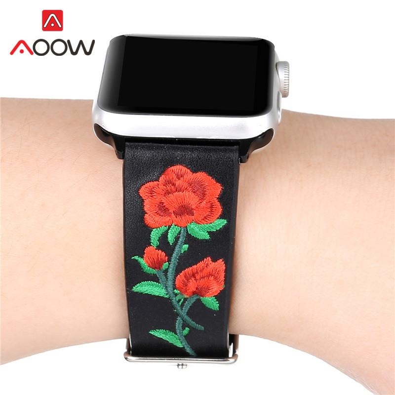 ✓ สายหนังแท้สำหรับ Apple Watch iwatch 6 5 4 3 2 1 SE 38 มม. 42 มม. 40 มม. 44 มม. เย็บปักถักร้อยดอกไม้ผู้ชายผู้หญิงเปลี่ยนวง ราคา 592 บาท*ส่งฟรี