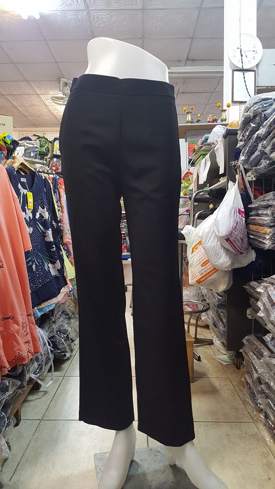 กางเกงทำงาน สีดำ ขากระบอก ซิปข้าง กางเกงสแลค ผ้าฮานาโกะ นาโน กางเกงขายาว กางเกงผ้าฮานาโกะ